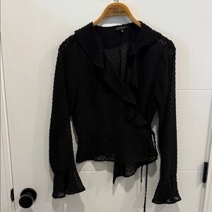 Dynamite Black Textured Ruffle Blouse size medium